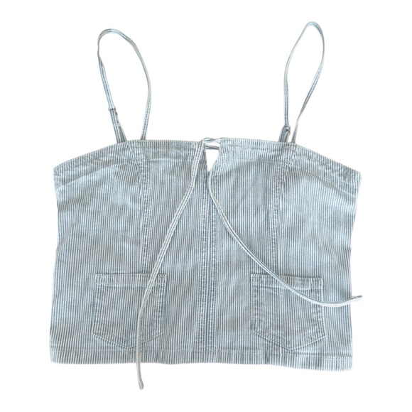 American Eagle Outfitters Denim Crop Tie Front Camisole XS - Picture 2 of 10